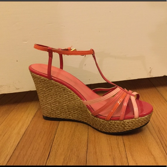 Pink Strappy Wedges - Picture 1 of 4